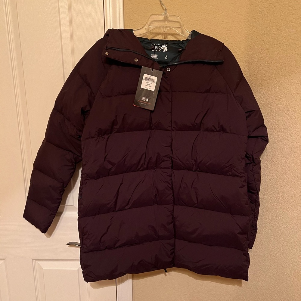 Mountain Hardwear Glacial Storm Parka Womens Large Purple Down Puffer Jacket NEW - Picture 2 of 6